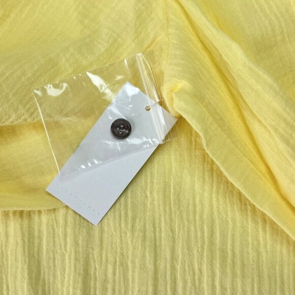 NWT 100% Cotton Tunic Top  Sz.L Pastel Yellow Crinkle V-Neck Minimalist Cottage - Picture 10 of 12